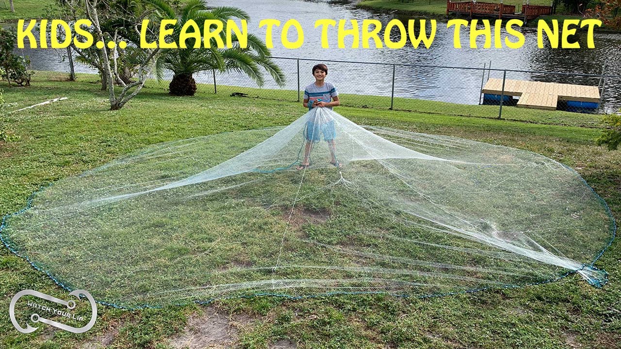 CAST NET HOW TO FOR KIDS - THIS 11 YEAR OLD WILL SHOW YOU HOW TO THROW A 12  FOOT CAST NET 