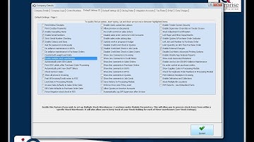 IQ POS   Utilities   Setup   Default Settings 1    11   Enable Multiple Stock Warehouse