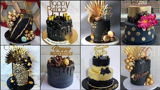 Black And Gold Birthday Cake Ideas/Black Cake Designs 2022/Black And Gold  Cake/Birthday Cake Ideas - Youtube