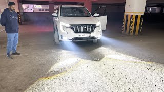Mahindra XUV 700 without wiring cutting installation, BI lens projector fog lamp 150 W ￼￼
