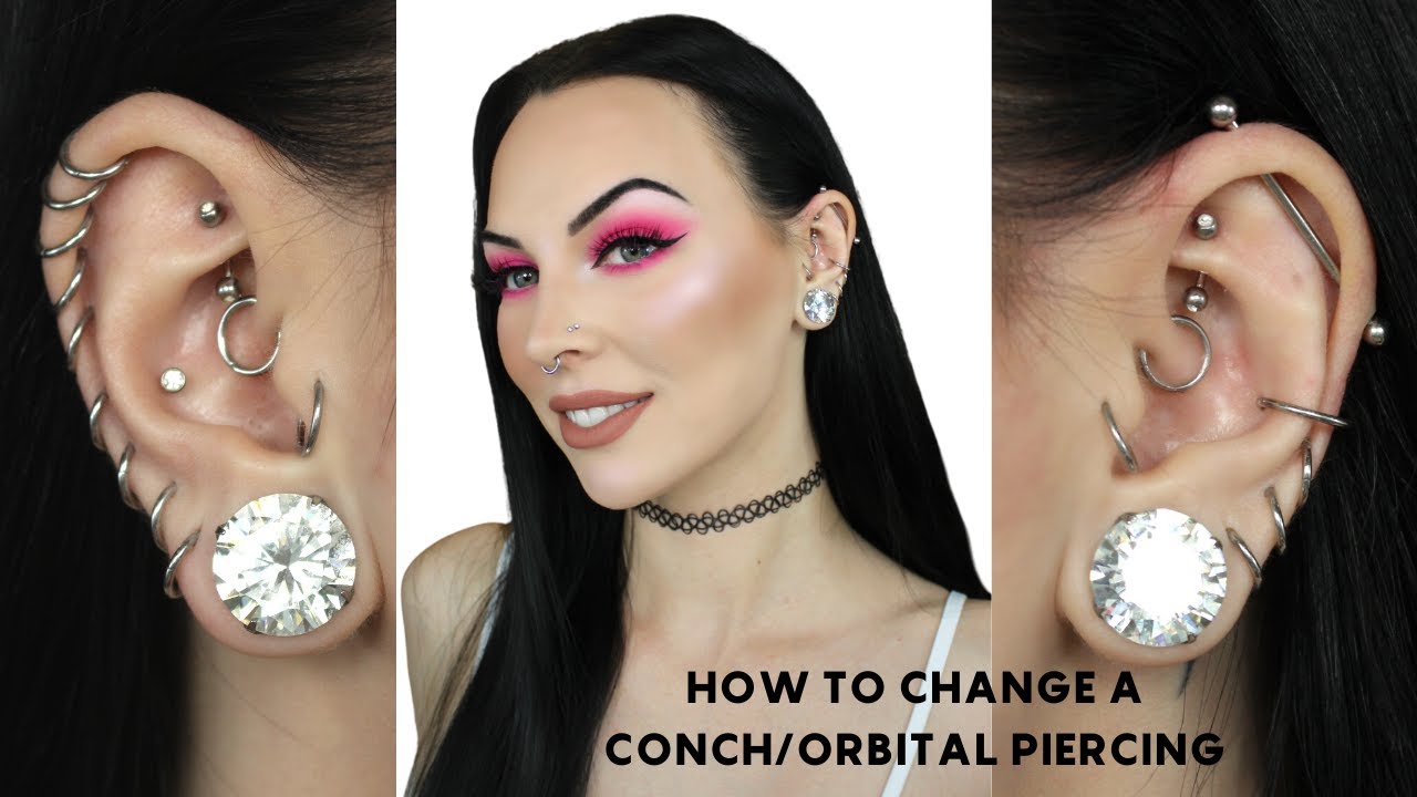 How To Change A Conch/Orbital Piercing | Hoop & Stud! - YouTube