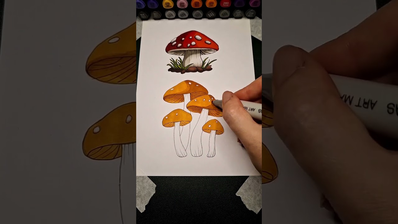 How to Draw Mushrooms - Easy Step by Step Marker Tutorial | Masterful Imprint