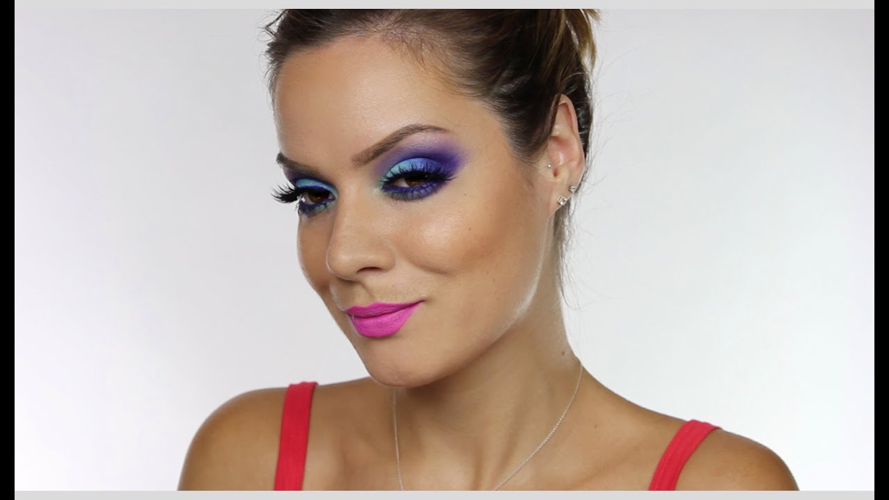 Vivid Blue Makeup For Brown Eyes Bright Summer MakeUp Tutorial