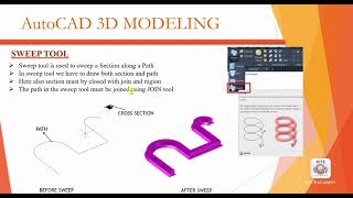 AutoCAD 3D tutorials Lesson 13 (SWEEP TOOL)
