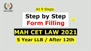 Step by Step Form Filling - Maharashtra CET LAW 2021 ( 5 Years ) - 5 Year LLB CET Registration