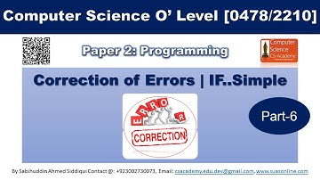 Correction of Errors. IF..Simple. Part-6. By Sabihuddin Ahmed