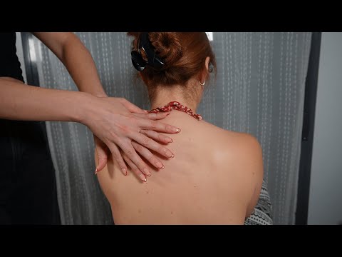 ASMR Back scratching with tracing, tools, double hands and oil scratch/massage - no talking