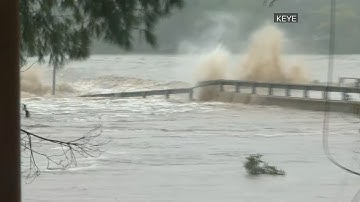 Llano River flooding in Texas washes away bridge on Live TV