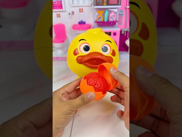 Yellow Duck Eating Orange Set Toys, Satisfying With Zenni ASMR Videos Unboxing Miniature