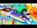 プラレールで遊んだよ！ 新幹線 E3系つばさの連結仕様に中間車両を沢山繋げて走らせたよ！ じこはおこるさ OmotyanoPrussian