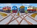 INDIAN TRAINS CROSSING EACH OTHER AT BUMPY RAILROAD CROSSING | BeamNG | 3d Funny Railroad Crossing