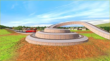 Trains vs Extreme Mini Spiral Piramid Railroad Track #2-Bumpy Forked Railroad Track-Trainz Simulator