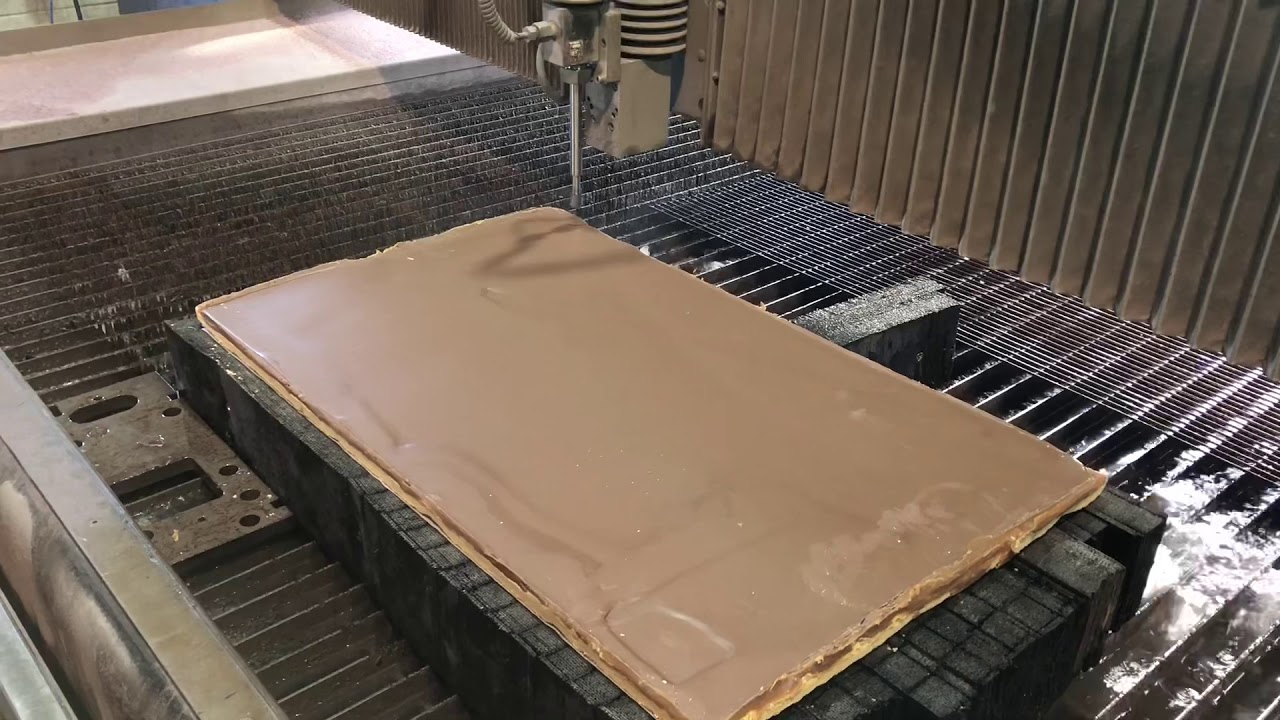 Caramel cutting with Waterjet - YouTube