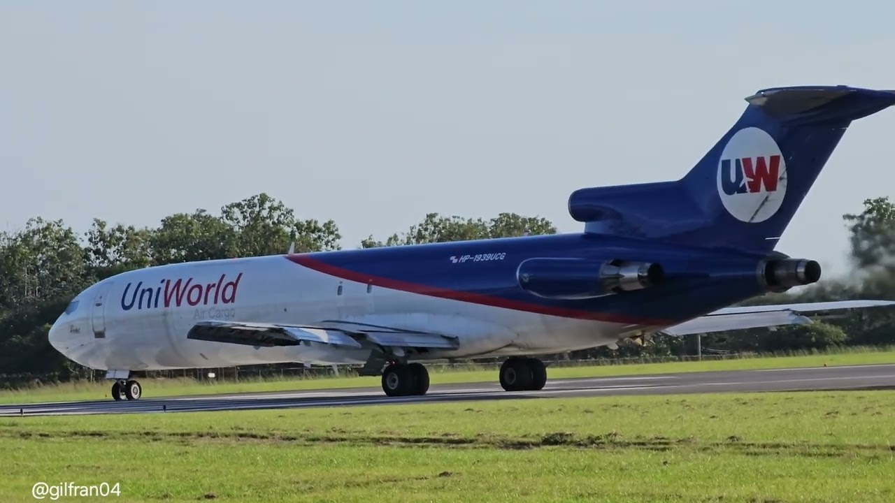 Boeing 727 Trijet Performing a Loud Takeoff on DAV/4K VIDEO Uniworld Air Cargo