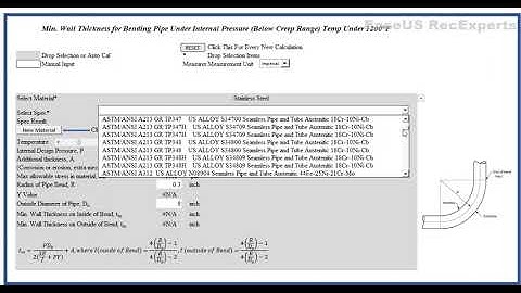 ASME B31.1 Min Wall Thickness for Bending Pipe Under Internal Pressure Under 1200F