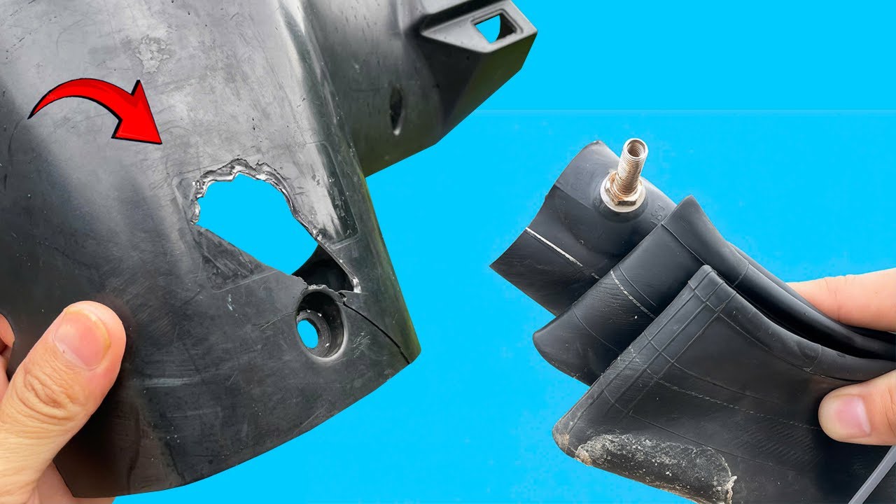 😱 С помощью старой камеры от мотоциклетной шины можно отремонтировать любой вид пластика