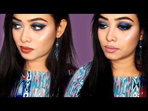 Easy soft blue smokey eye makeup bangla tutoria2020/ ব্লু আই মেকআপ/colorful  eyemakeup for beginner 