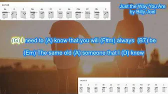 Just The Way You Are (no capo) by Billy Joel simplified play along with scrolling chords and lyrics Just The Way You Are (no capo) by Billy Joel simplified play along with scrolling chords and lyrics