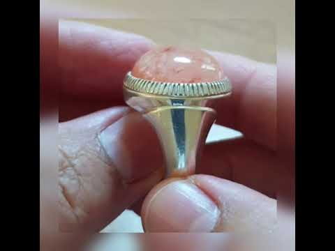 للبيع خاتم بحجر الدر الحسيني الطبيعي الفاخر خامة من العيار الثقيل