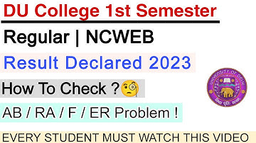 DU 1st Semester Result Problem ER/RA/F/AB | JK Study Stuff