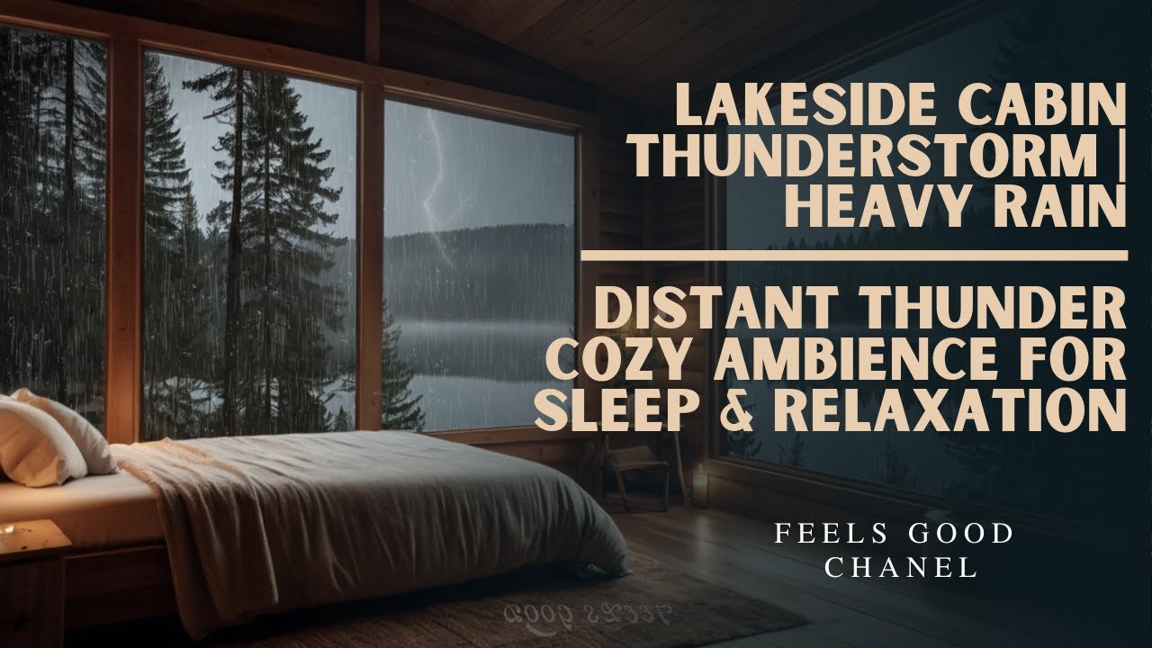 Lakeside Cabin Thunderstorm | Heavy Rain & Distant Thunder | Cozy ...