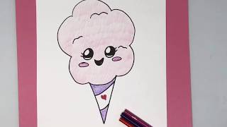 How to draw super easy kawaii cotton candy