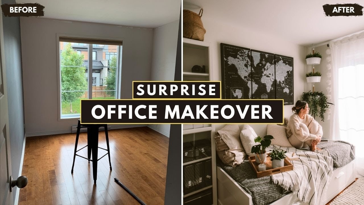 OFFICE MAKEOVER | He surprised me with my dream office! - YouTube