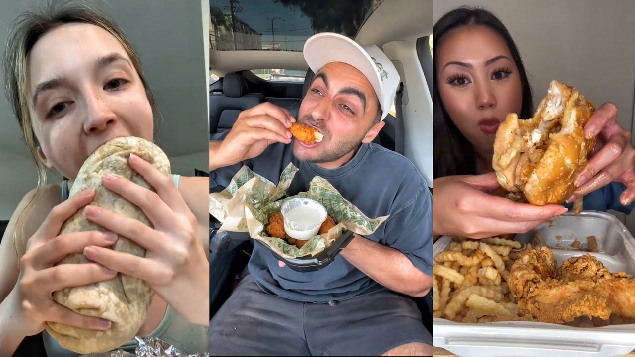 tiktok mukbang compilation 28 | Chipotle burrito, wingstop, cheese burger and more!