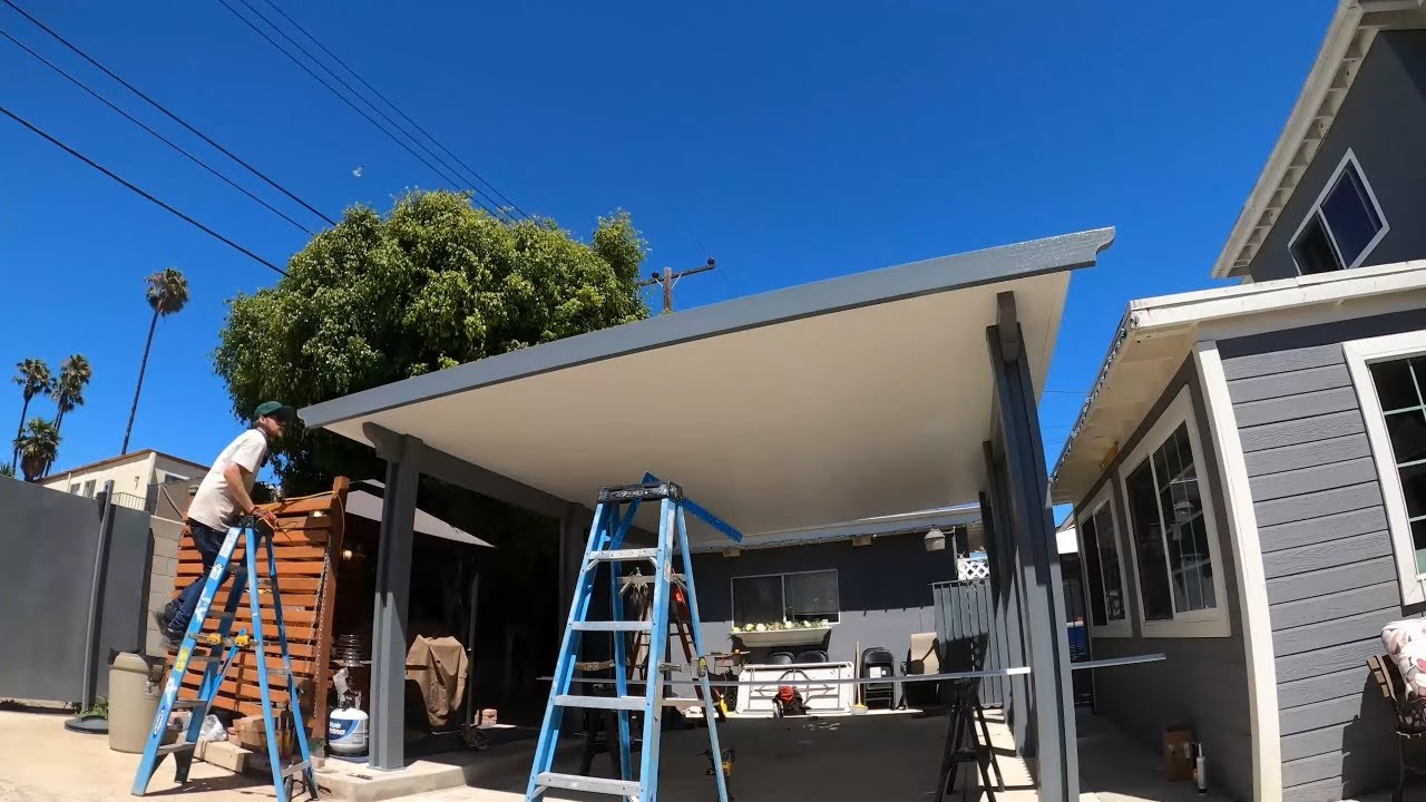 How To Build A Grey Freestanding Elitewood Patio Cover - Youtube