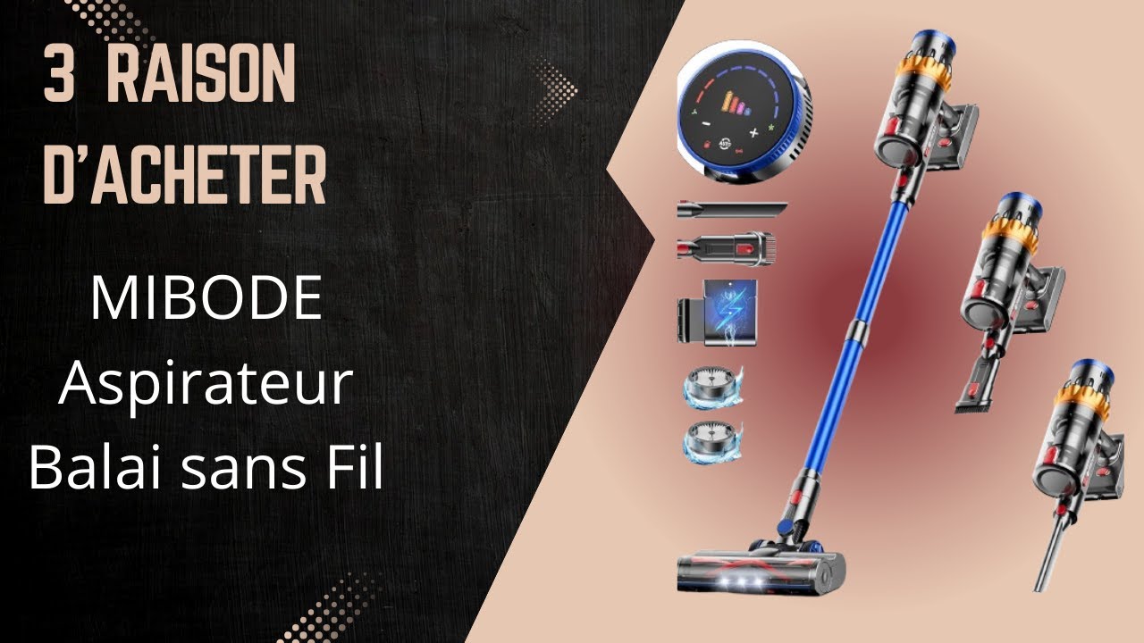 Aspirateur Balai Sans Fil 550W 45Kpa - Autonomie 70min Avec Écran LED Et Brosse Anti-Poils D'Animaux