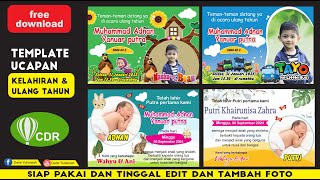 DESAIN TEMPLATE UCAPAN KELAHIRAN DAN ULANG TAHUN CORELDRAW