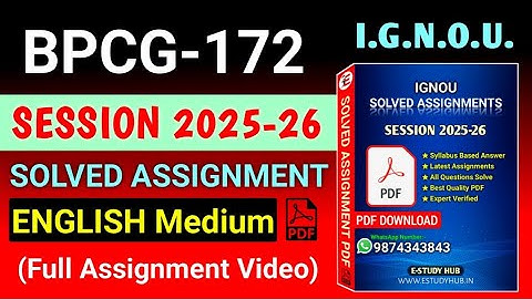 BPCG 172 Solved Assignment 2025-26 English, BPCG 172 Solved Assignment 25-26, BPCG-172 Assignment