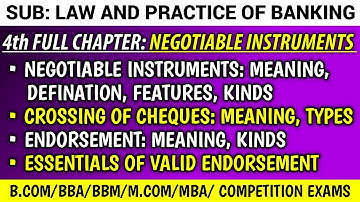 Negotiable Instruments Full Chapter | Law and Practice of Banking | B.Com/BBA/BBM/M.Com/MBA/Competit