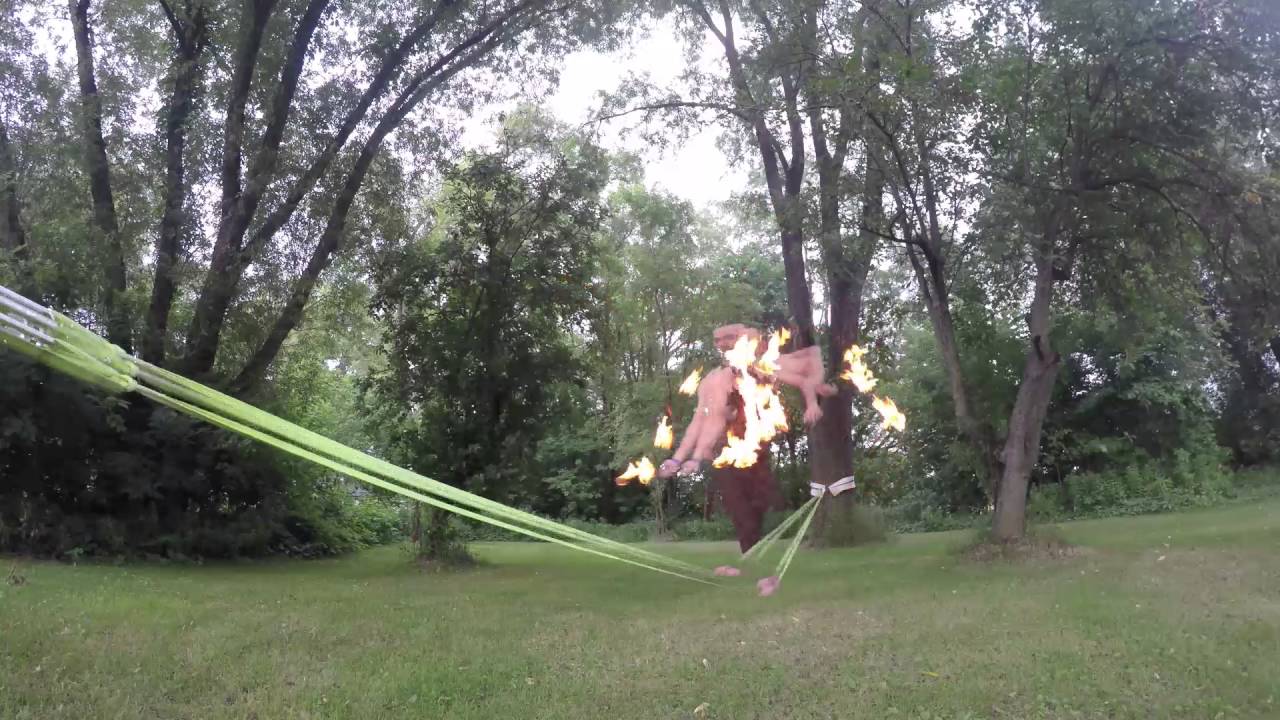 Fire Double Staff Slackflow With Trails