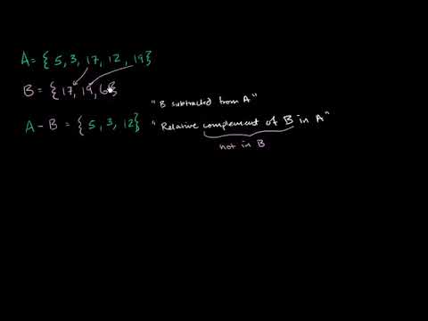 Relative complement or difference between sets probability and statistics.