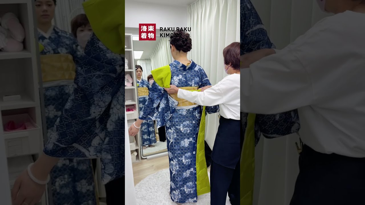 和服穿搭體驗｜女士小紋和服・牛仔藍蕾絲底花與菱形格子圖案小紋太摩登了！｜