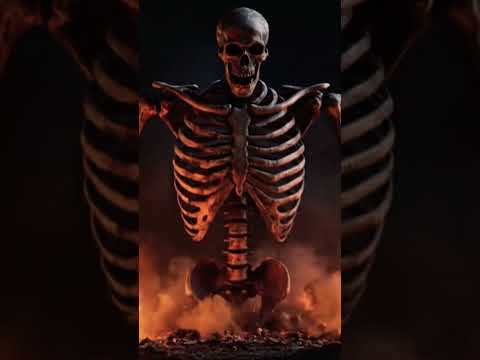 شاهد الهيكل العظمي الشرير ينهض من الجحيم في مشهد سينمائي رعب سينما فيلم مشهد رعب جحيم 