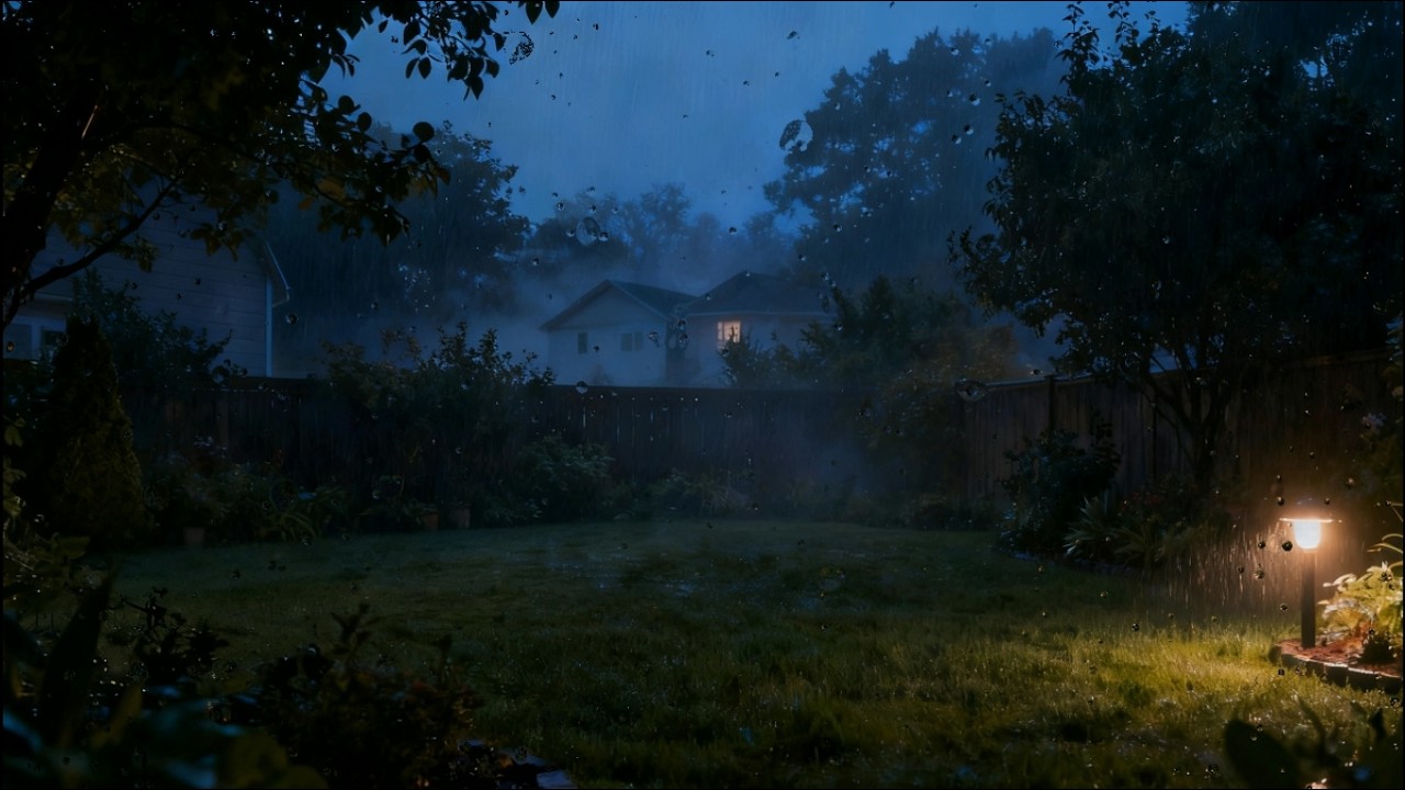 Rrlaxing Rain Sounds on the Window for Sleeping | Dark Courtyard Ambience