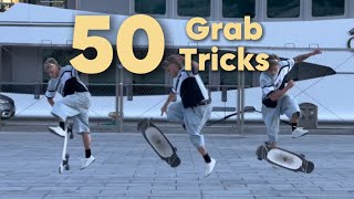50 grab tricks !! (longboard dancing challenge)