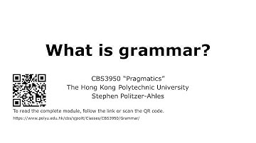 CBS3950 (Pragmatics): What is grammar?