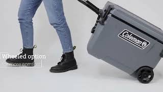 Coleman Convoy 65QT Wheeled Cooler Box
Rugged, yet stylish, the new Convoy Range of coolers from Coleman® can stand up to harsh conditions and still be versatile for any occasion. Built-in bottle opener, rugged wheels, and additional rubber lining for a tighter seal that keeps your food and beverages icy cold for days. Convoy coolers are 2 times lighter than rotomolded coolers and when packed with ice, the difference in weight makes transportation easier. A protective antibacterial liner is moulded into the interior lining of the cooler to prevent bacteria from growing. As with every Coleman® cooler, superior insulation is standard. Premium features such as rope handles, built-in bottle opener, and rubber lining make these coolers perfect for any occasions (fishing, caravaning, extended camping holidays).
Features:
Long-lasting ice retention: keeps the ice up to 5 days
Capacity: 66 litres
Insulation: thick premium PU full foam insulation for long-lasting ice retention
Antibacterial Liner: our treated liners protect against fungal growth, reducing growth of bad odour bacteria by 99.99%
Lid with stainless steel hinges and extra rubber lid latches provides a tighter seal
Have-A-Seat Lid: not just a cooler! Robust enough to double as a seat
With a bottle opener inside the lid, and rope handles to make transport easier, you can enjoy your cooler anywhere Coleman Convoy 65QT Wheeled Cooler Box