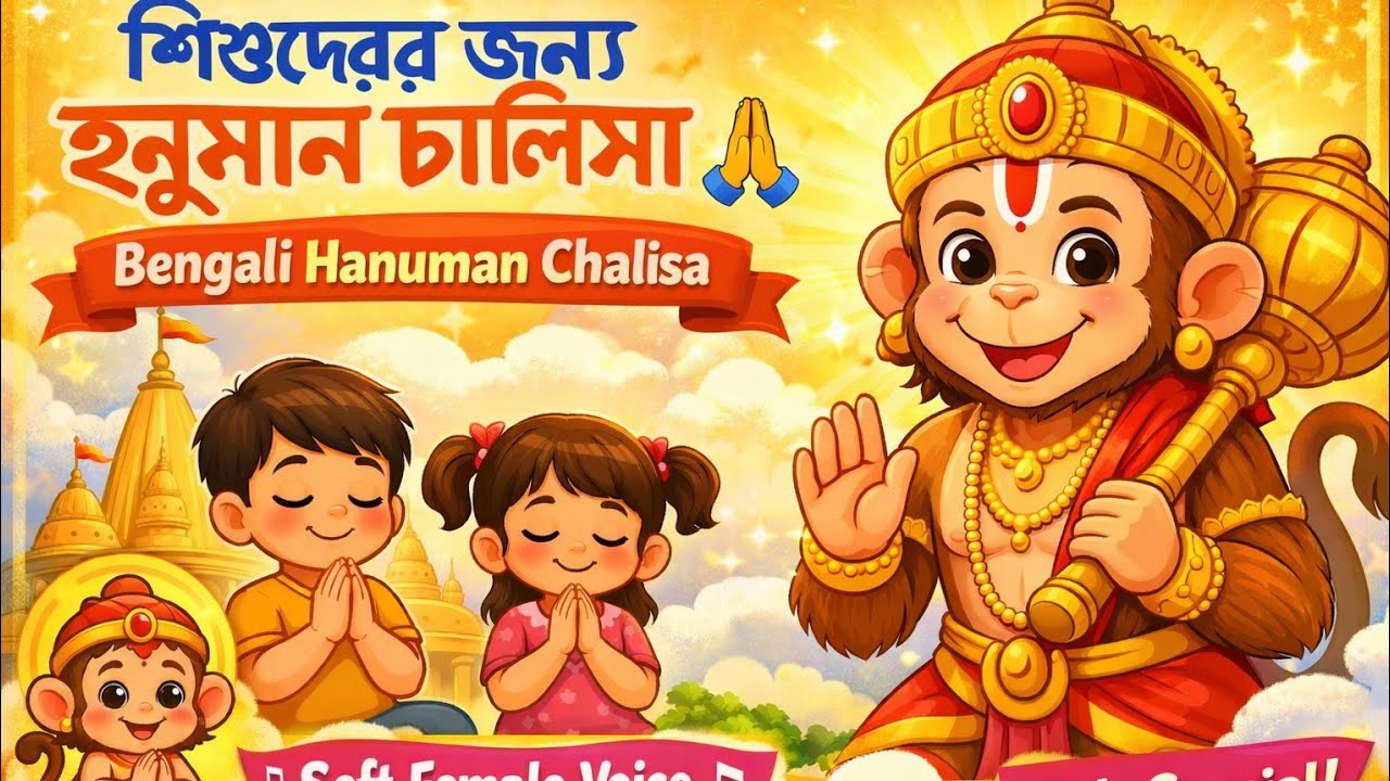 🌺শ্রী হনুমান চালিসা | Powerful Daily Morning Prayer for Kids & Family 🙏✨