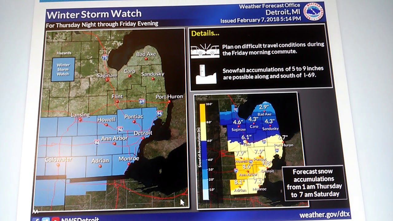 Winter Storm Watch. SE, MICHIGAN - YouTube