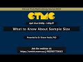 CTMC 2023 Webinar Series   What to Know About Sample Size