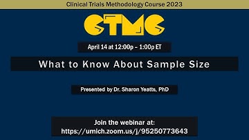 CTMC 2023 Webinar Series   What to Know About Sample Size