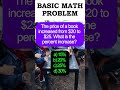 The price of a book increased from $20 to $25. What is the percent increase? #math #dailyquiz