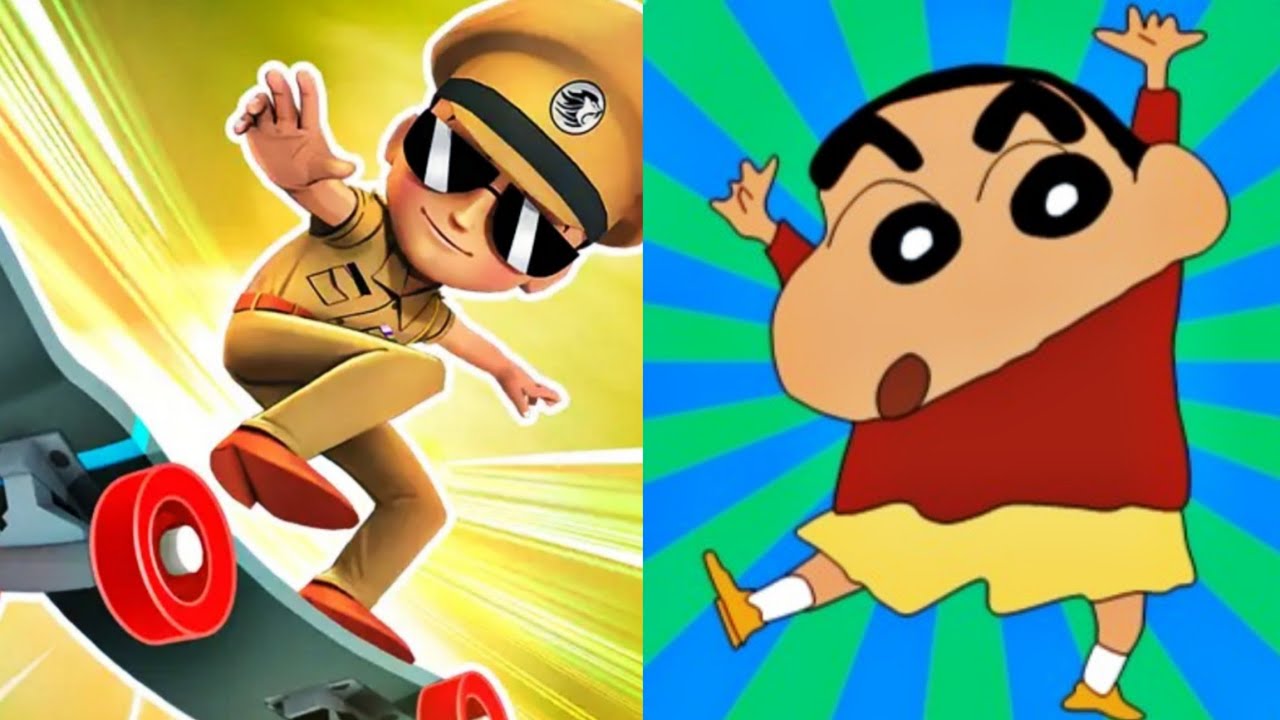 Little Singham Super Skater vs Super Shinchan Run : Android Gameplay 