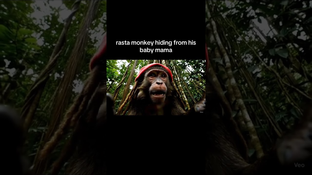 Rasta Monkey hiding from crazy baby mama 