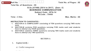 BSC 3RD SEM ATHM BUSINESS COMMUNICATION NOV 2019 | PTU