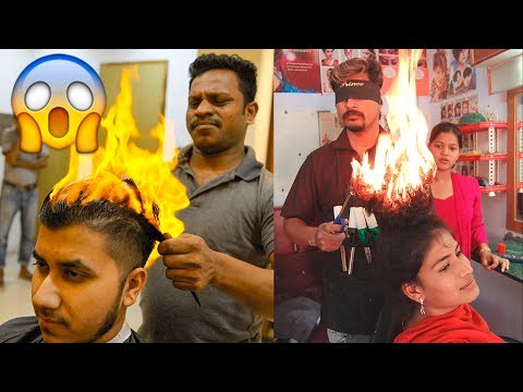 🔥-amazing-fire-haircut-😱-hair-stylists-cutting-hair-with-fire🔥